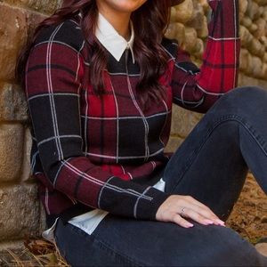 Plaid thick comfy shirt with white collar